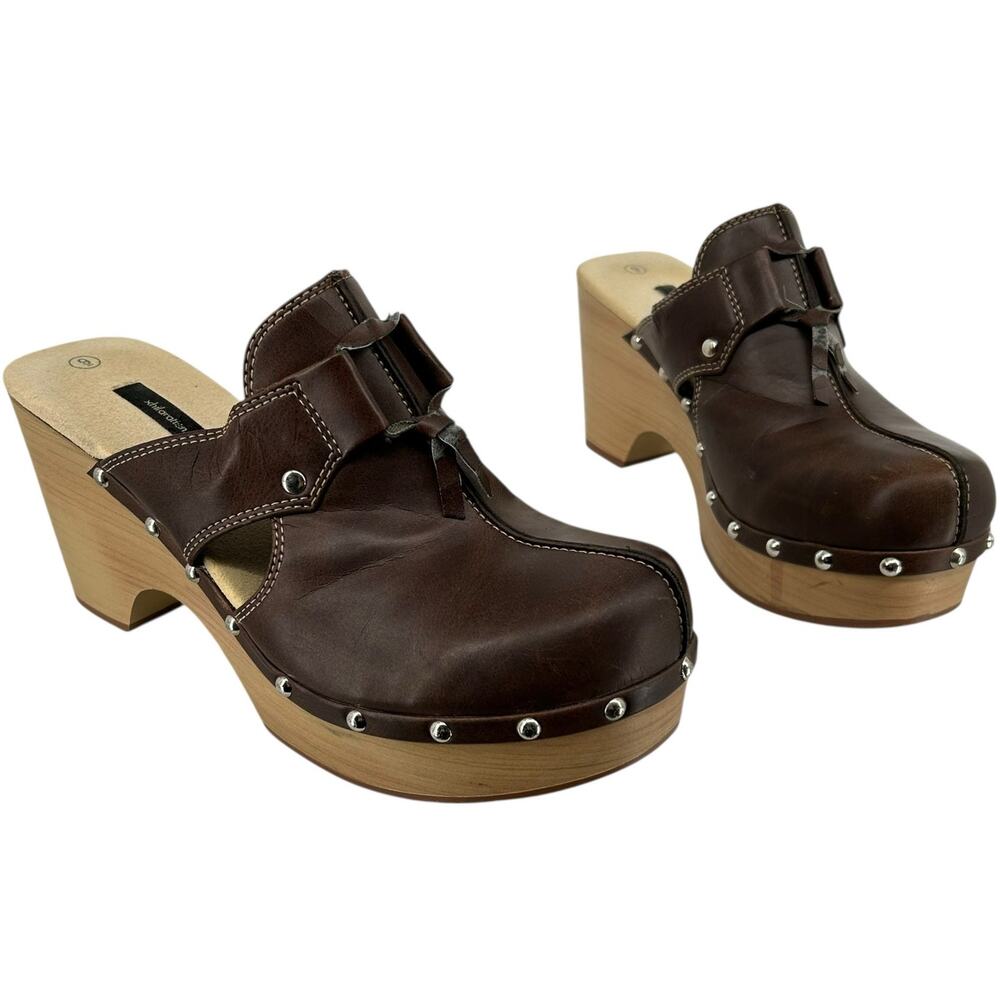 Vintage y2k Women's Size 9 Xhilaration Brown Chunky platform Wooden Mules Clogs